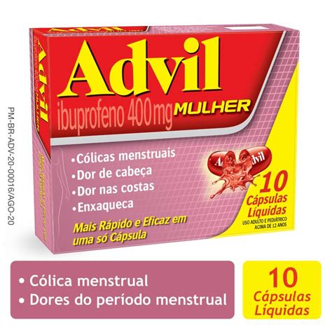 Advil Mulher Ibuprofeno mg Analgésico Para Cólicas Menstruais Cápsulas PanVel Farmácias