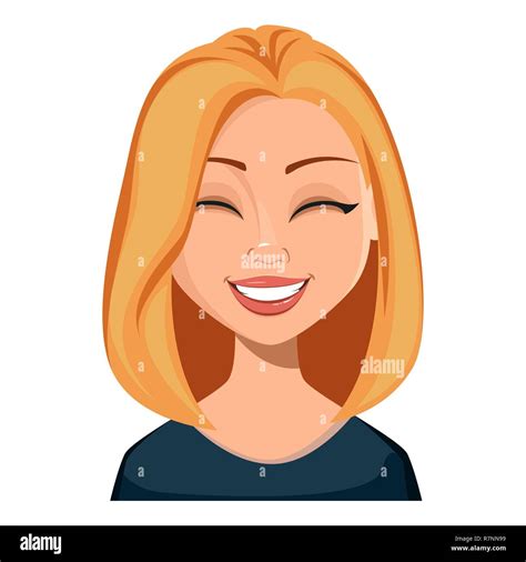 Face Expression Of Woman With Blond Hair Laughing Beautiful Cartoon