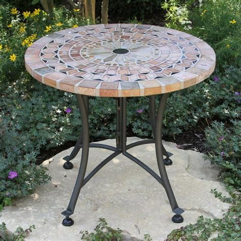 Sandstone Mosaic Outdoor Accent Table