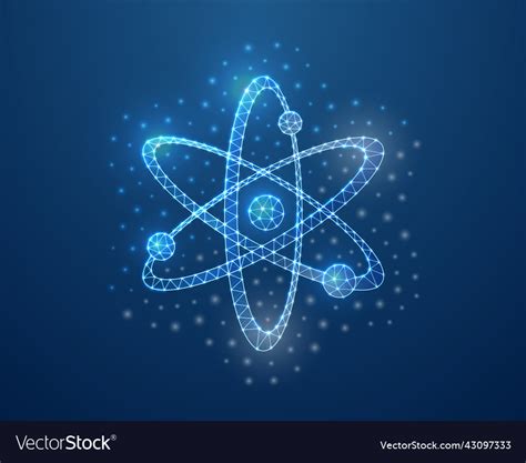 Atom 3d Symbol In Blue Low Poly Style Atomic Vector Image
