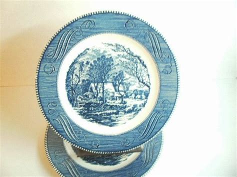 2 Vintage Royal China Currier And Ives Blue Dinner Plates Old Etsy