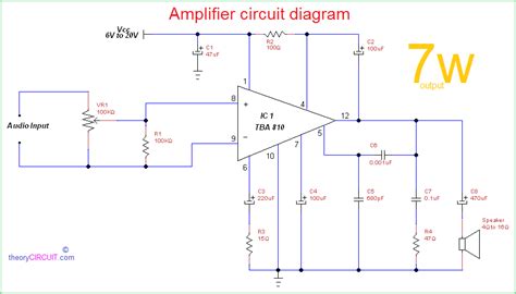 This amplifier is powerfull and strong, with flat charracter. Amplifier Circuit Diagram