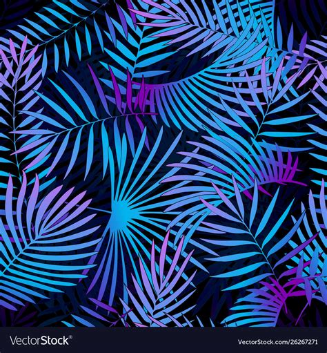 Tropical Plants Neon Fluorescent Colors Seamless Vector Image