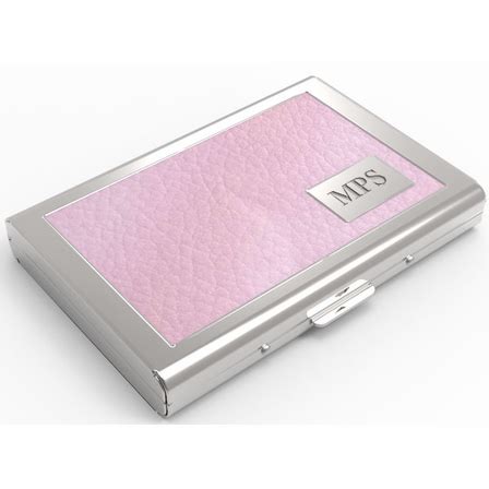 Jan 06, 2021 · the women's card holder wallet measures 7.87 inches by 3.93 inches by 0.79 inches and offers 25 card slots, 1 id window and 1 large zipper pocket, which can hold your iphone 7, large bills, multi cards, chequebook and paper money. Women's Pink Leather Engraved Business Card Case - Executive Gift Shoppe