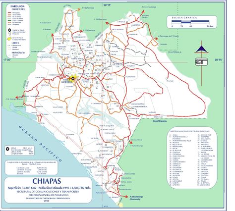 Chiapas Mexico Road Map