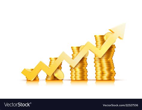 Finance Growth Chart Arrow With Gold Coins Vector Image