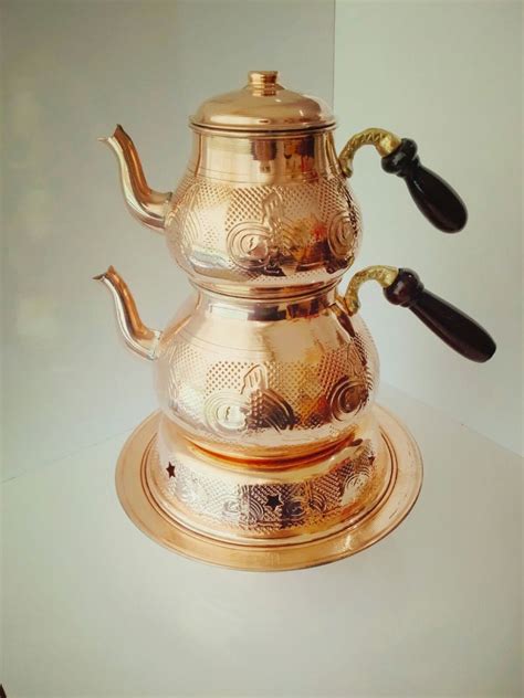 Copper Teapot Copper Turkish Teapot Set Tea Kettle Turkish Etsy Bak R
