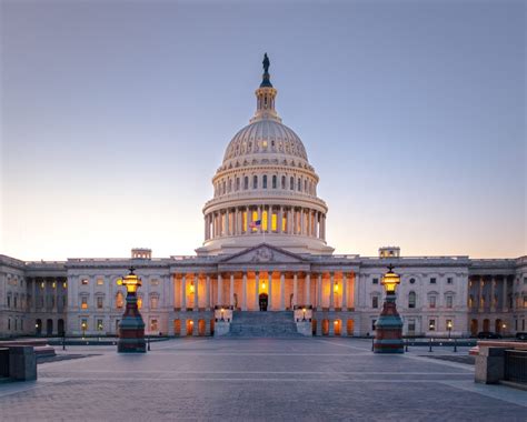 United States Capitol Building At Sunset Washington Dc Usa Powers