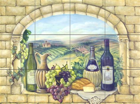 Tile Mural Kitchen Backsplash Tuscan Wine By Rita Broughton