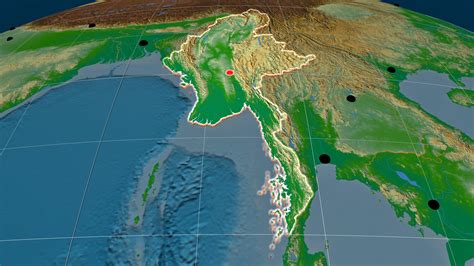 Myanmar Burma Physical Map Of Relief
