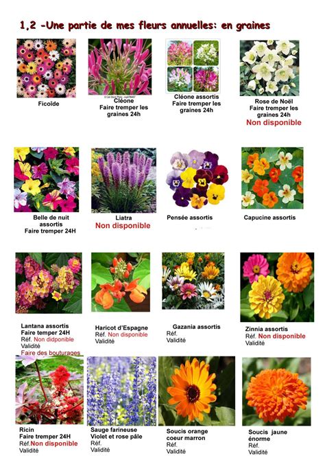 Images listes de fleurs et légumes VENTE