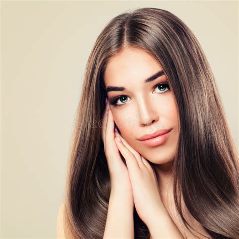 Beautiful Model With Perfect Skin And Long Healthy Hair Stock Image