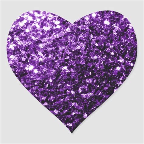 Beautiful Purple Glitter Sparkles Heart Sticker Zazzle