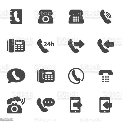 Vector Black Telephone Icons Set Stock Illustration Download Image