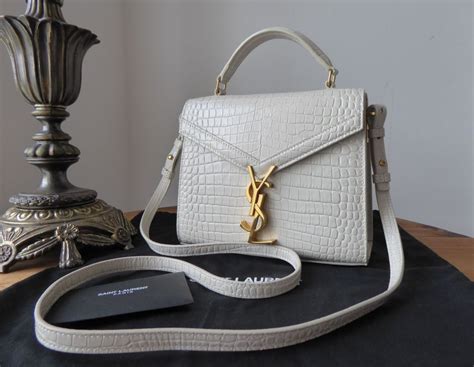 saint laurent ysl monogram mini cassandra in white croc embossed calfskin sold