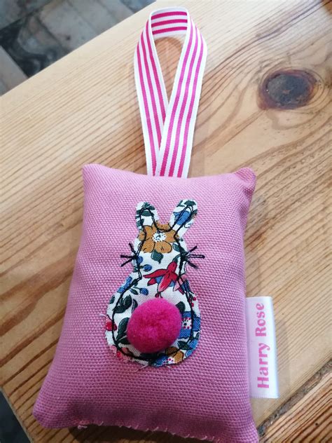 Applique Bunny Lavender Liberty Mamie Multi On Pink Harry Rose Handmade