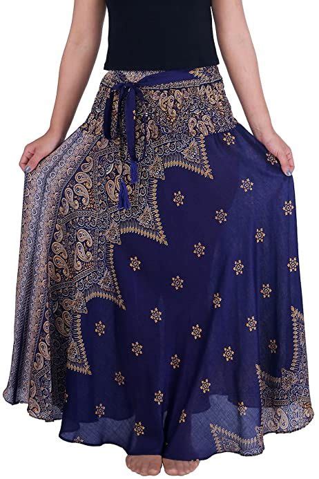 Exotic India Long Printed Dori Skirt From Gujarat With Patch Work