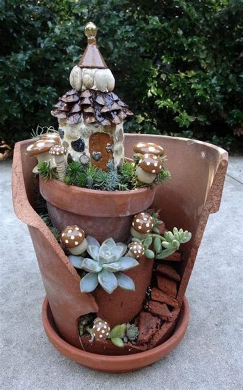 Beautiful Fairy Miniature Garden In Broken Flower Pots Designmaz