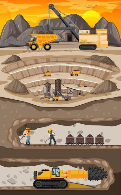 Free Vector Landscape Of Coal Mine Industry With Underground In 2023