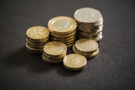 British Coins Stack On Black Stock Image Image Of Coin Pound 72100179