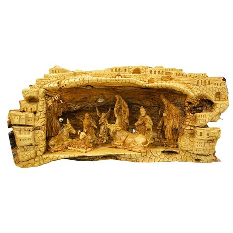 An Authentinc Nativity Cave With A Fully Hand Carved Very Detailed