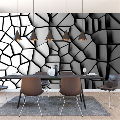 3d Effect Geometric Wallpaper Self Adhesive Peel And Stick Etsy