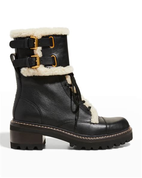 See By Chloe Mallory Buckle Cuff Combat Boots Neiman Marcus