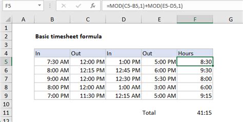 Timesheet Calculator With Lunch Break Excel Template