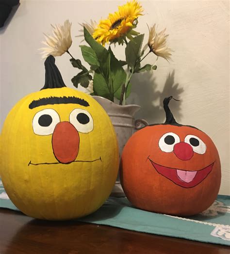 Hand Painted Bert And Ernie Pumpkins Hand Painted Olaf The Snowman