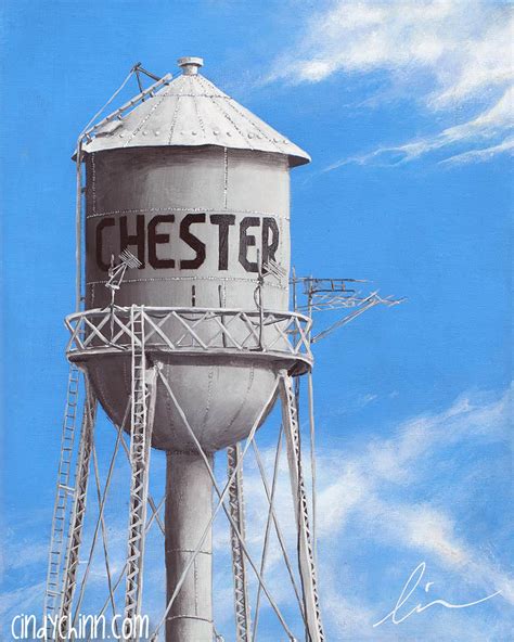 Chester Water Tower Painting By Cindy Chinn