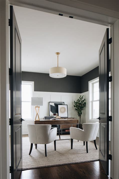 In my case, we just held a board up higher than the headboard and eyeballed what looked to be a good spacing. Board and Batten - Transitional - Home Office - Chicago ...