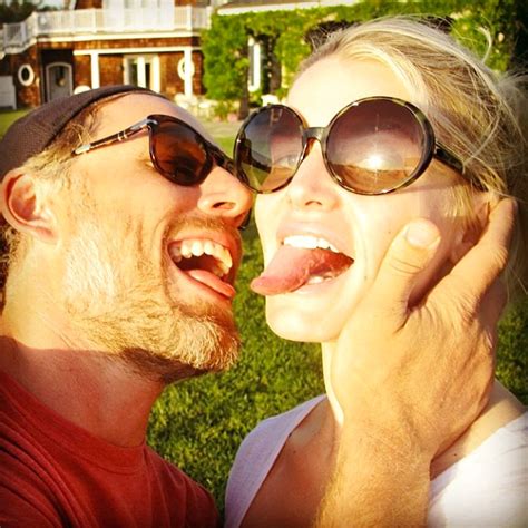 Jessica Simpson Fiance Eric Johnson Try To Touch Tongues Picture