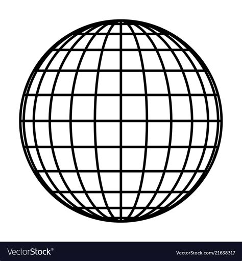 Earth Planet Globe Grid Of Black Thick Meridians Vector Image