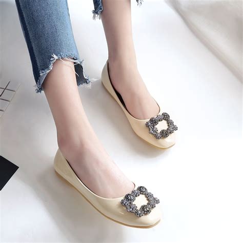 Women Crystal Soft Leather Flats Fashion Spring Casual Nude Black Gray