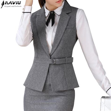 Spring Summer Women Vest Skirt Suits Work Wear Set Business Formal Slim Vest And Skirt Office