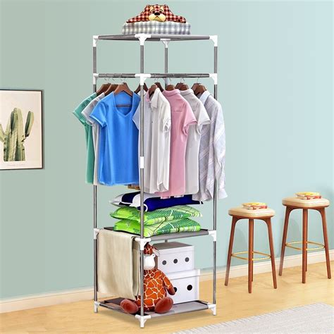 55x16x16 Closet Organizer Garment Wardrobe Rack Portable Clothes Hanger Shelf Organizer