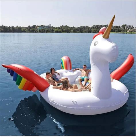 Person Inflatable Giant Pink Flamingo Pool Float Large Lake Float Inflatable Float Island