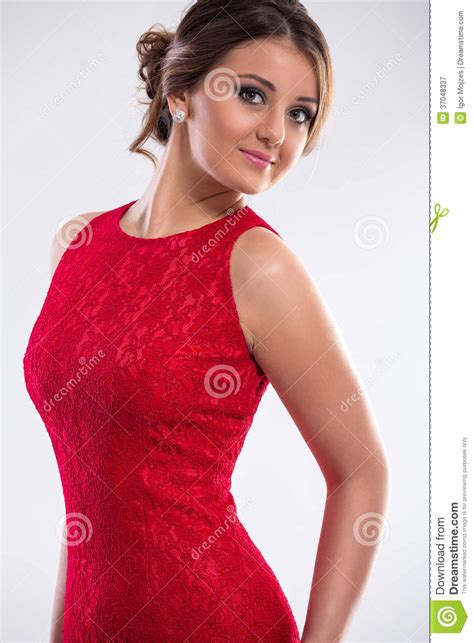 Woman Wearing Red Dress Royalty Free Stock Photography