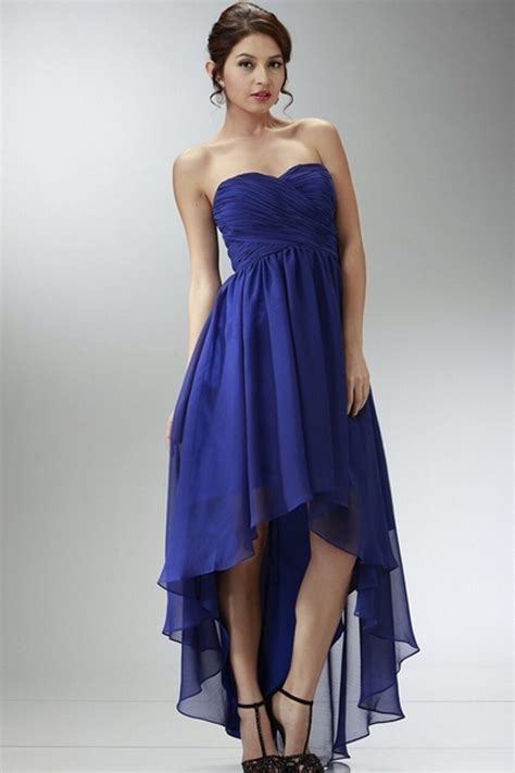 Long Royal Blue Chiffon High Low Bridesmaid Dresses Vestido Madrinha De