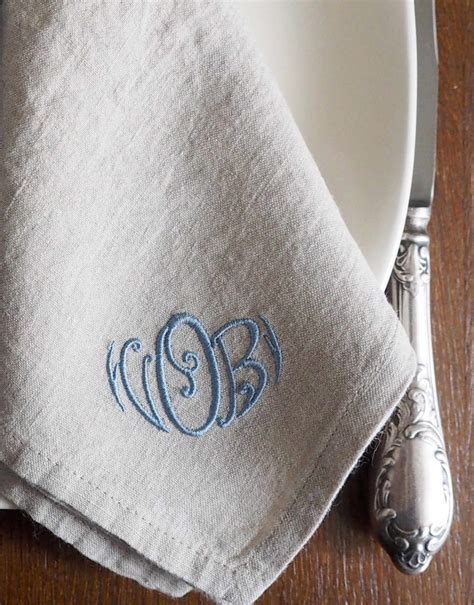 Personalised Embroidered Linen Wedding And Party Napkins Linoroom 100