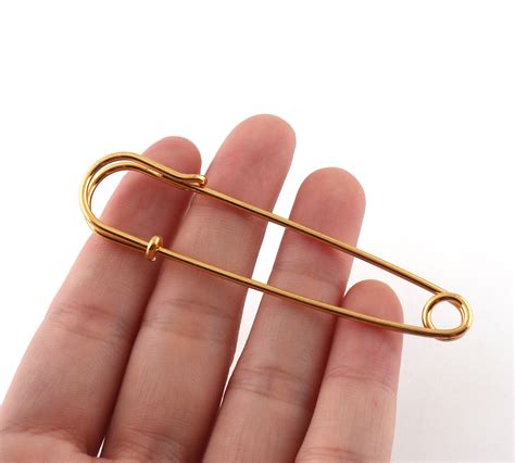 Gold Safety Pins Large Brooch Pins Metal Necklace Jewelry Etsy