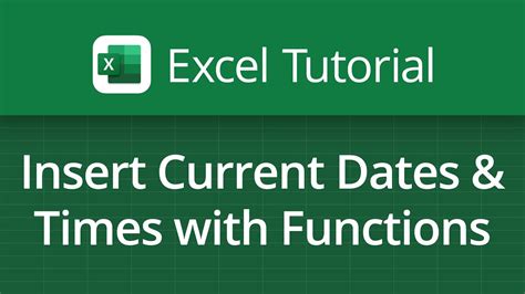 Excel Video Tutorial Inserting Current Dates And Times With Functions