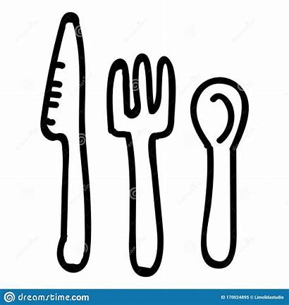 Fork Knife Spoon Cutlery Clipart Kitchen Lineart
