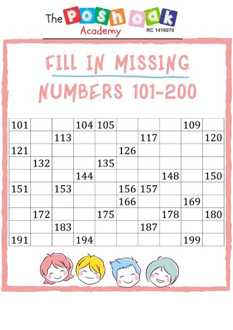 Fill In Missing Numbers 101 200 Worksheet Math Addition Worksheets
