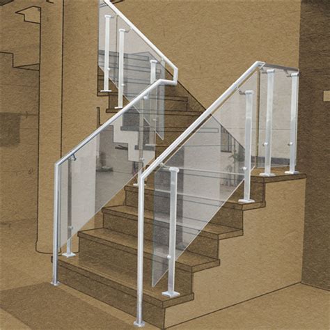 Tempered Glass Stair Railing With Stainless Steel Solid Flat Baluster