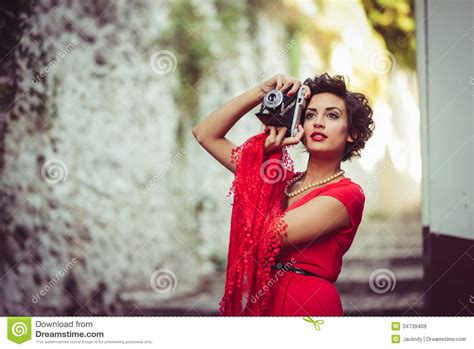 Beautiful Woman In Urban Background Vintage Style Royalty