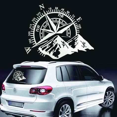 Buy Fochutech Car Decals Compass With Mountains Hood Decal Car