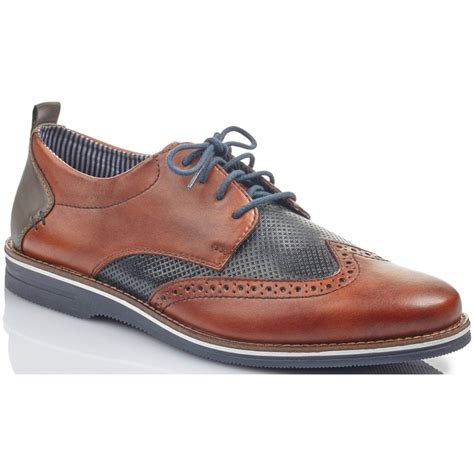 The casual range of derby shoes for men have many styles. Rieker Mens Bakersfield Brown/Blue Lace-Up Derby Shoes ...