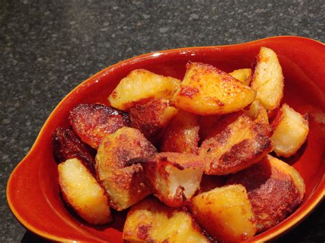 Duck fat, turkey fat, or chicken fat can be used in place of the canola oil. Homemade duck fat crispy baked potatoes : food