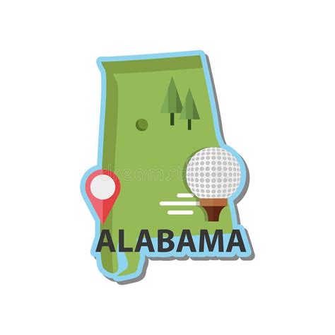 Map Of Alabama State Vector Illustration Decorative Design Stock